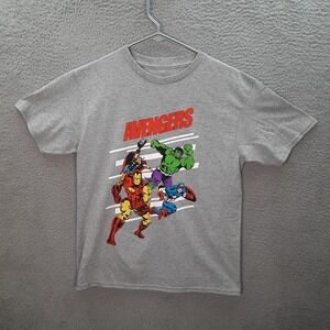 Avengers Shirt Adult Large Gray Hulk Iron Man Captain America Thor Avengers